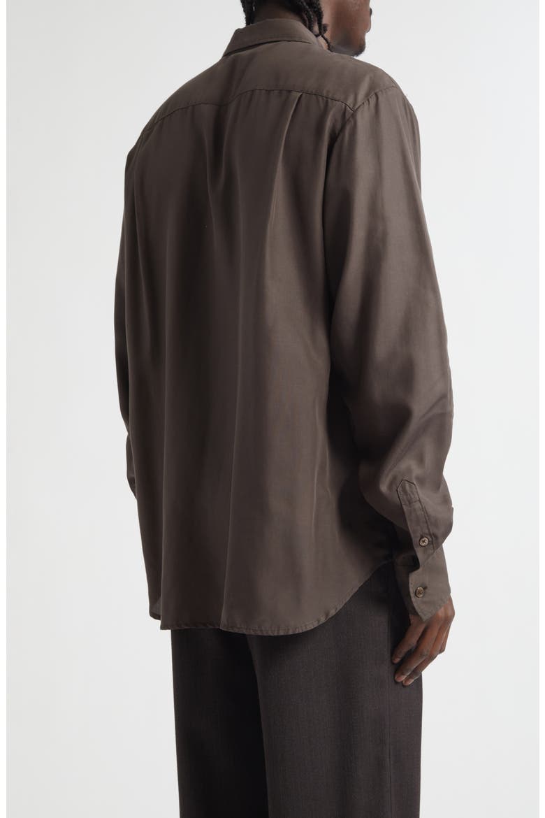 Evening Button-Up Shirt, Alternate, color, DRAPING BROWN LIQUID TENCEL
