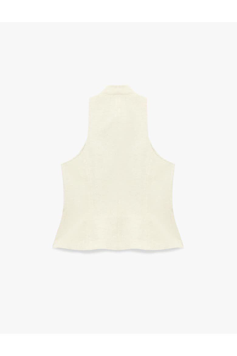 Linen Blend Mandarin Neck Vest With Frog Closure, Alternate, color, BEIGE