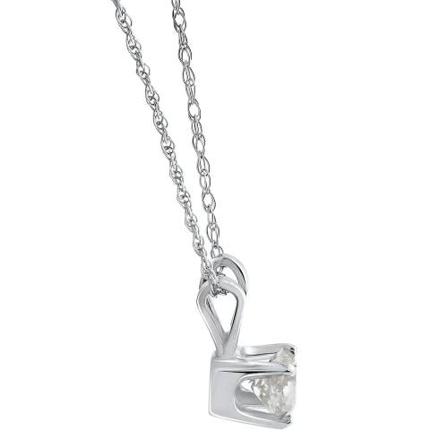 Bliss Diamond 1/3ct Solitaire Diamond Pendant 14k Gold Necklace Lab Grown In 14k White Gold