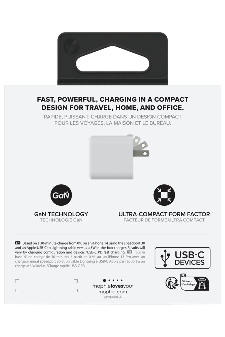 Speedport 30 USB-C PD 30W GaN Fast Wall Charger, Alternate, color, White