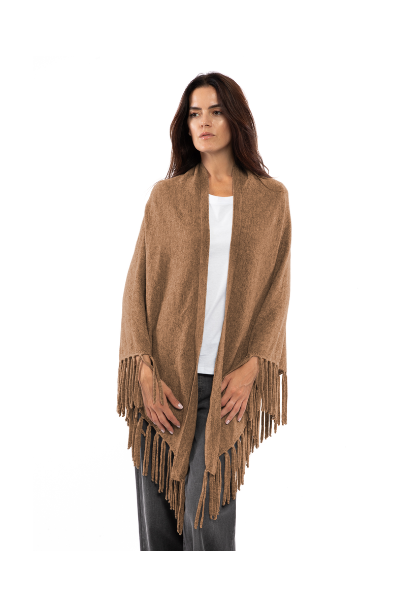 Monticelli Cashmere Pure Cashmere Fringe Wrap, Main, color, Camel
