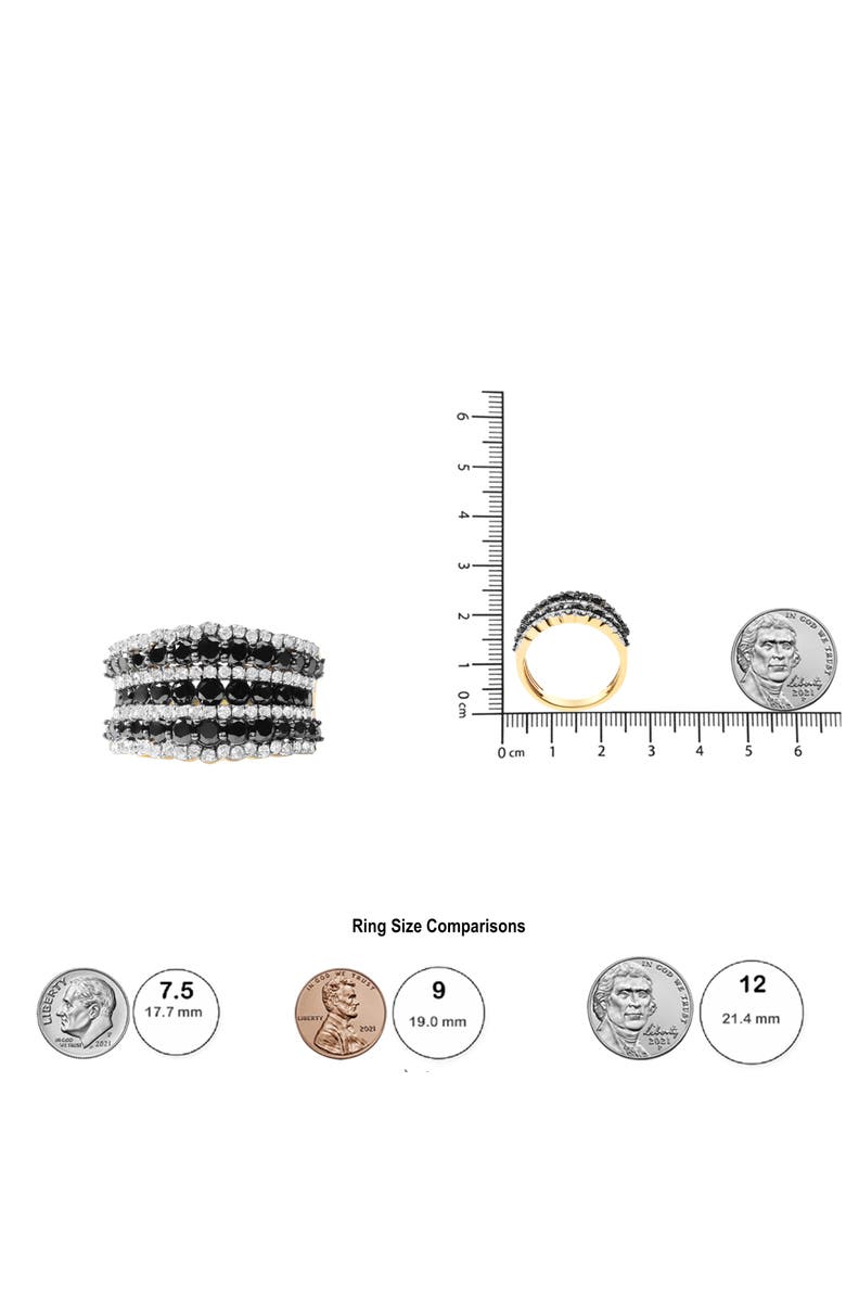 Haus of Brilliance 14K Yellow Gold Plated Silver 1 3/4 Cttw Black and White Diamond Multi Row Band Ring, Alternate, color, Yellow Gold Over Silver