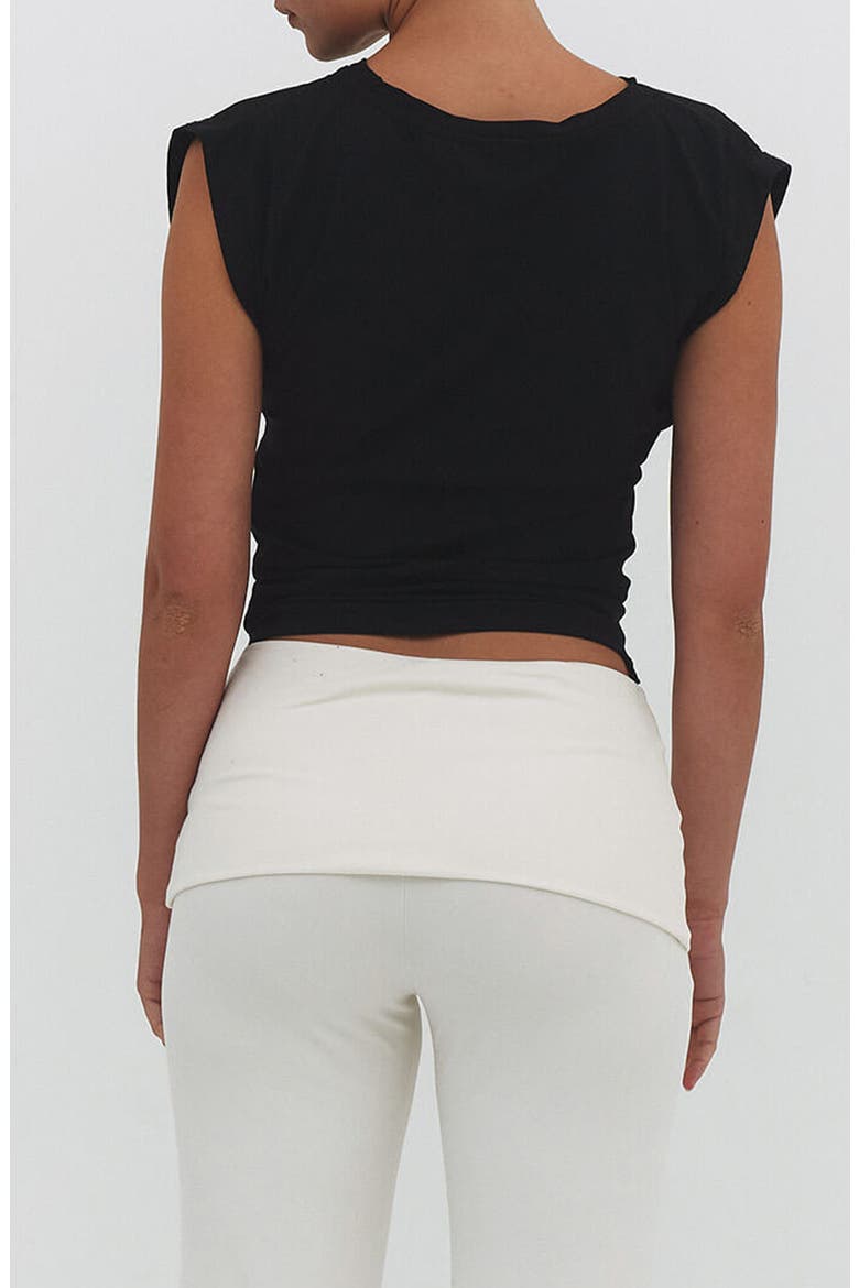 Snap Detail Convertible Cap Sleeve T-Shirt, Alternate, color, BLACK