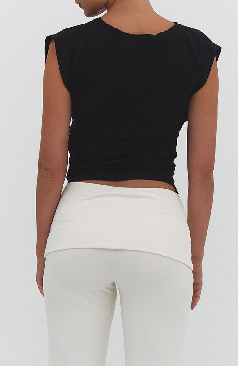 Find Me Now Snap Detail Convertible Cap Sleeve T-Shirt, Alternate, color, Black
