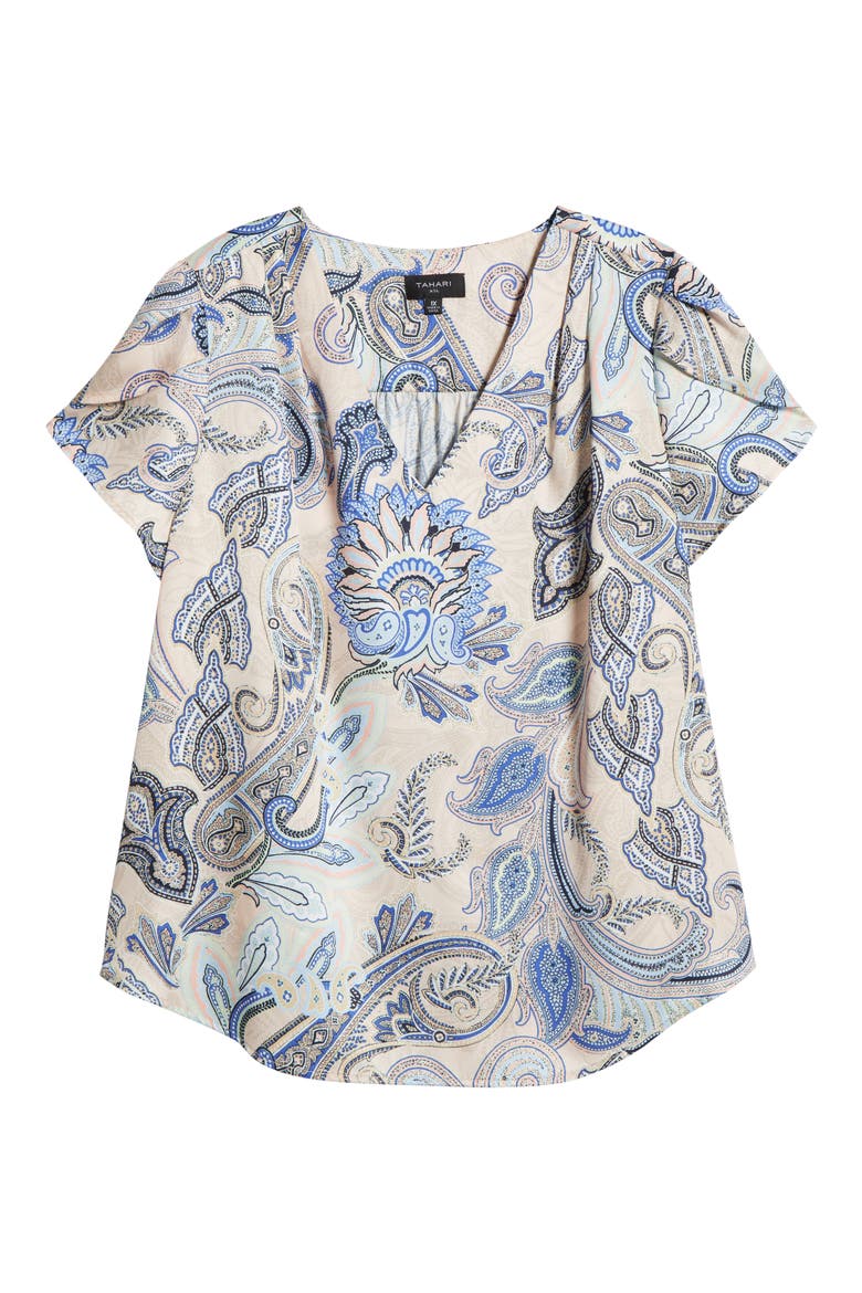 Print Tulip Sleeve Top, Alternate, color, SAND PAISLEY