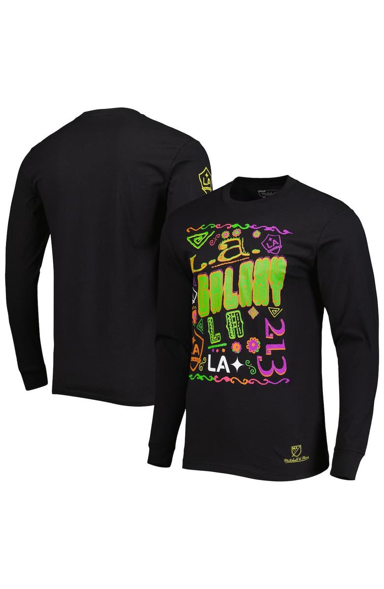 Mitchell & Ness Men's Mitchell & Ness Black LA Galaxy Papel Picado Long Sleeve T-Shirt, Main, color, Black