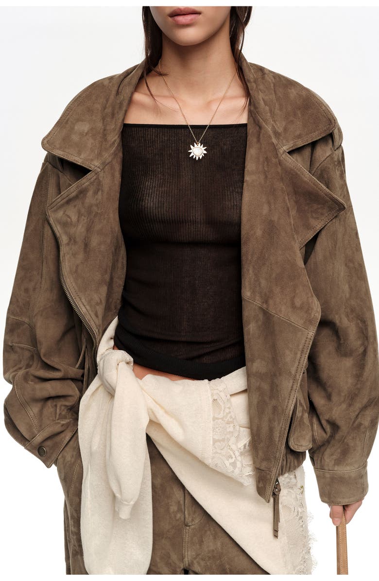 Bimba y Lola Ribbed Sweater, Alternate, color, Black