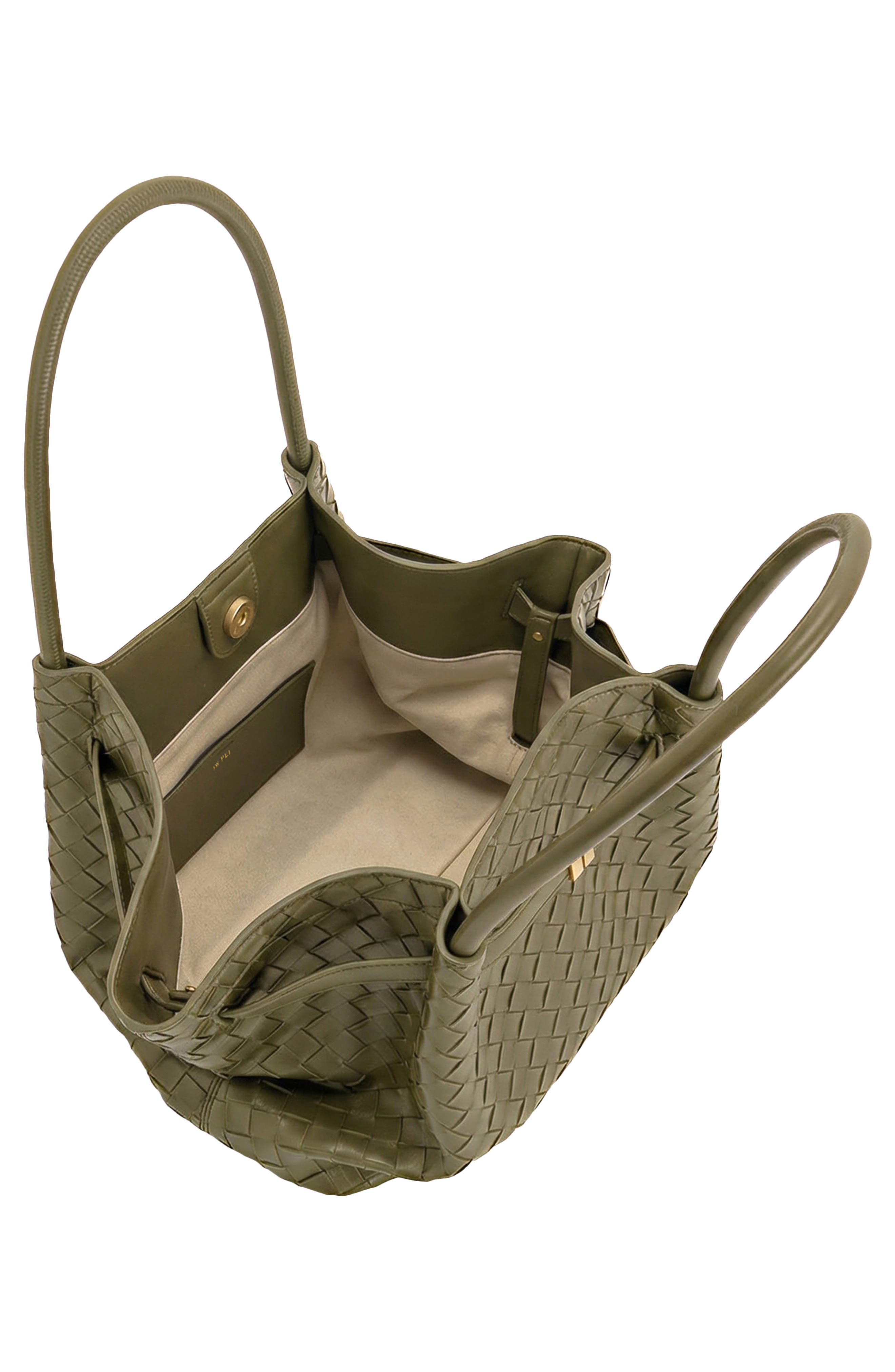 Medium Hana Woven Faux Leather Tote, Alternate, color, OLIVE GREEN