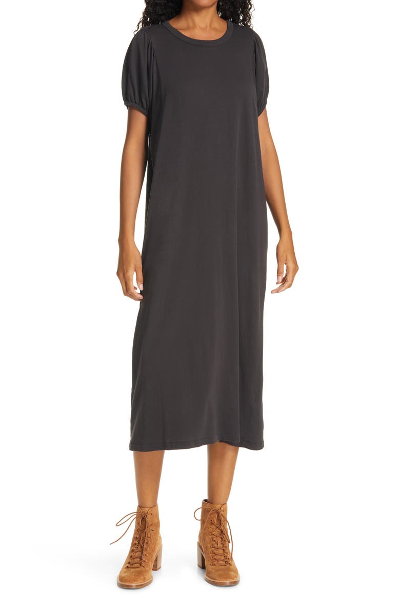 THE GREAT. The Puff Sleeve Midi T-Shirt Dress, Main, color, 