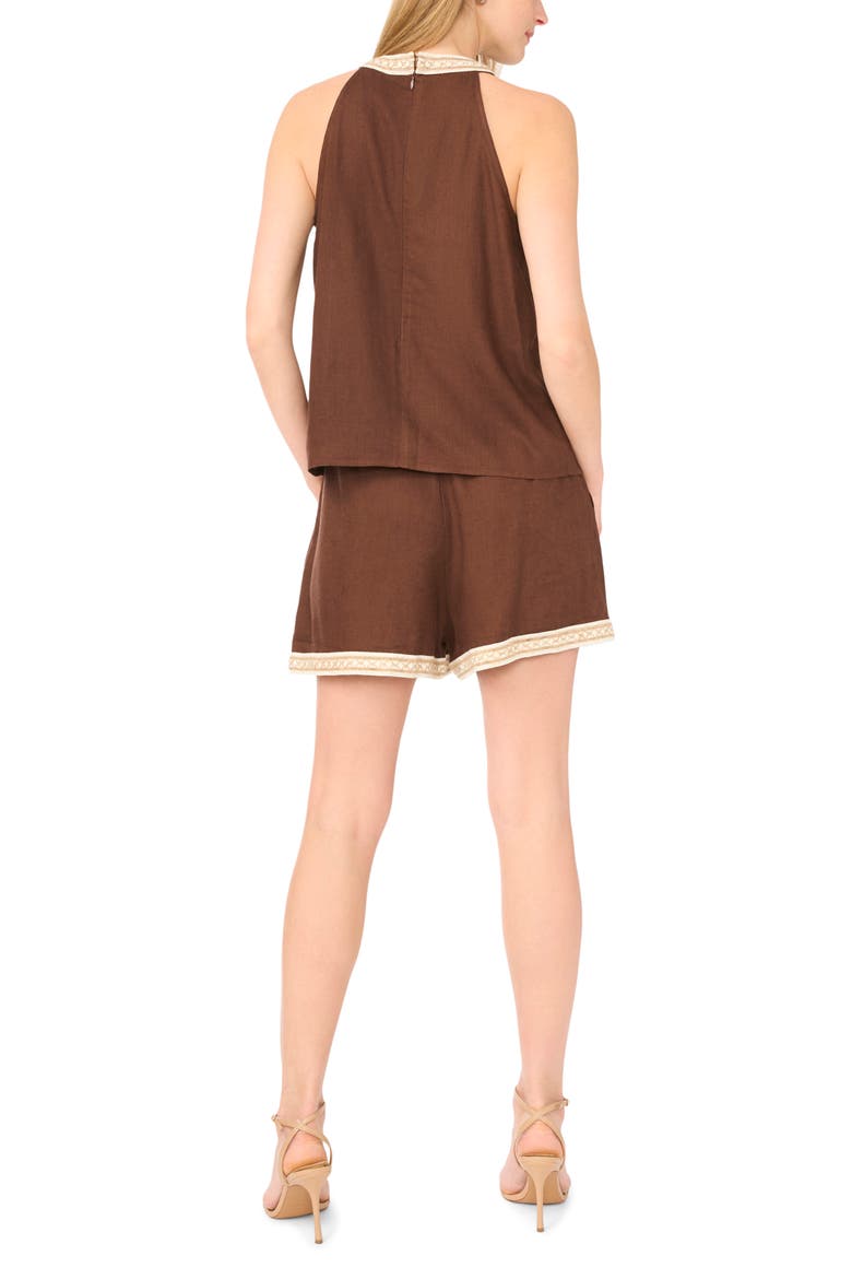 Beaded Trim High Neck Woven Top, Alternate, color, SHAVED CHOCOLATE