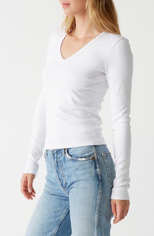 Michael Stars Remi V-neck Rib Top In White