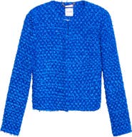 ST. JOHN Wool Blend Fringed Eyelash Yarn Jacket
