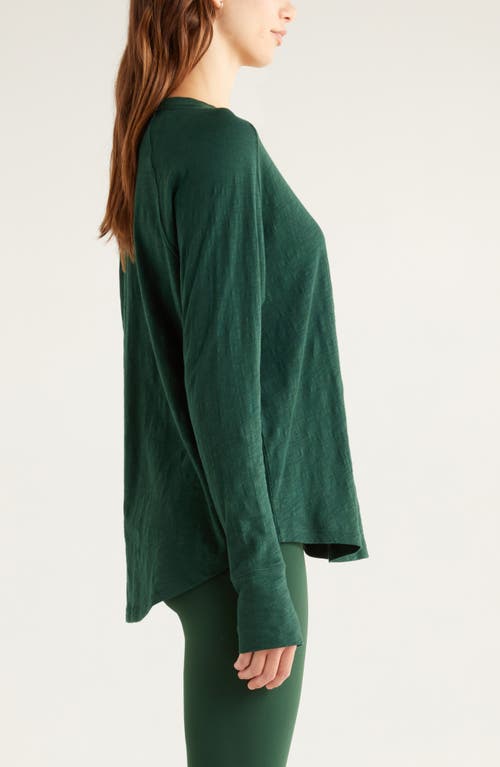 Zella Relaxed Washed 2.0 Long Sleeve Slub Tee In Green