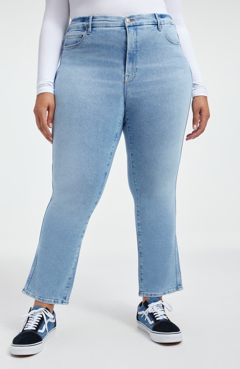 Good American Good Curve High Waist Ankle Straight Leg Jeans, Alternate, color,