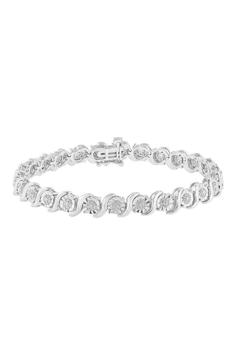 Sterling Silver Diamond Bracelet, Main, color, SILVER