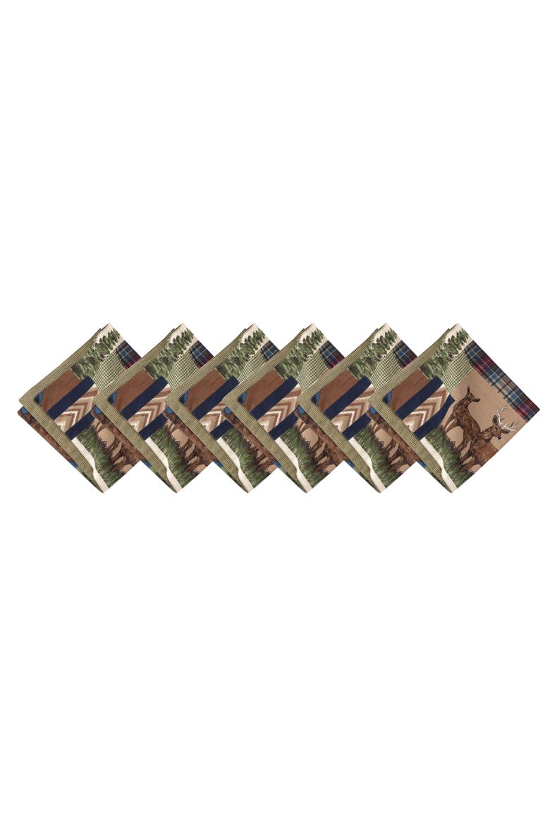 Rutherford Cotton Reversible Thanksgiving Cloth Napkin, Set of 6, Alternate, color, Brown