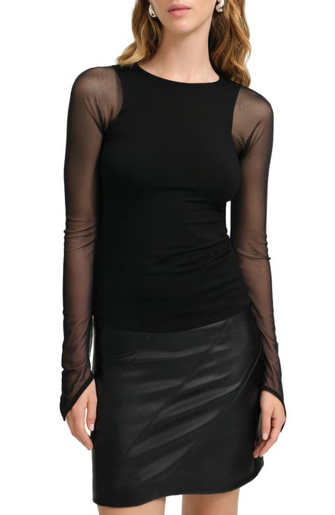 Carys Mesh Sleeve Jersey Top