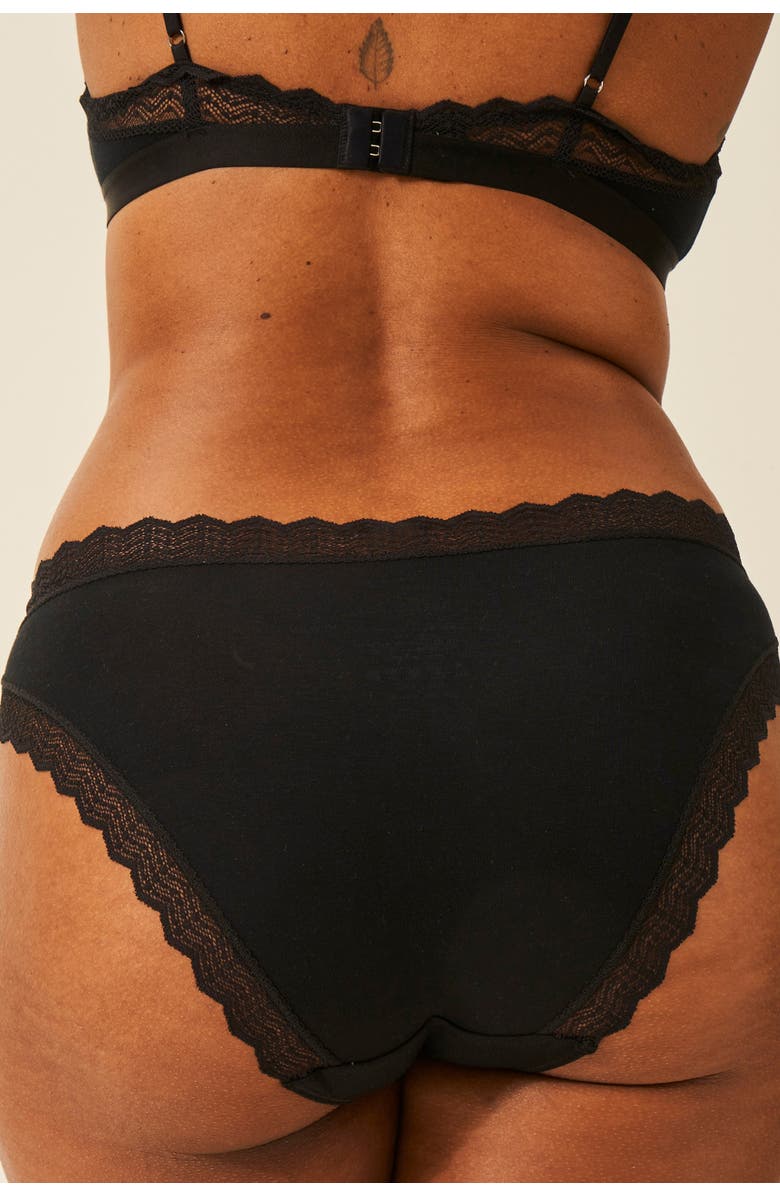 Stripe & Stare Zig Zag Lace Triangle Bralette & Original Knicker Set, Alternate, color, Black