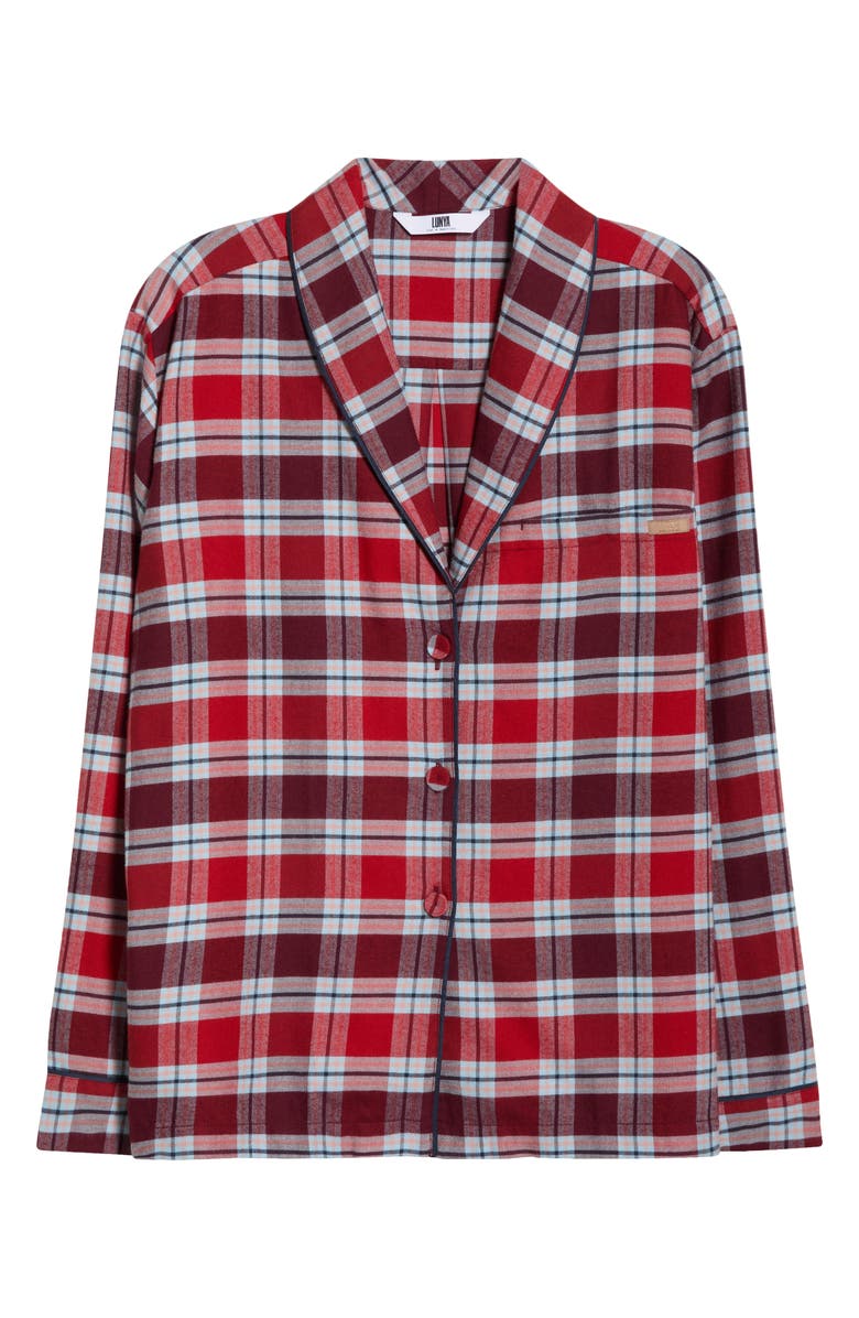 Lunya Brushed Flannel Pajama Top, Alternate, color, Rustle Plaid