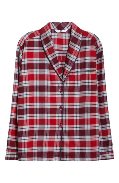 Lunya Brushed Flannel Pajama Top In Red