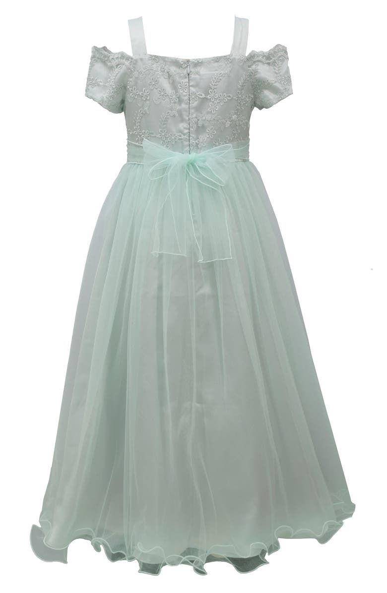 GERSON & GERSON Iris & Ivy Embroidered Cold Shoulder Tulle Gown, Alternate, color,