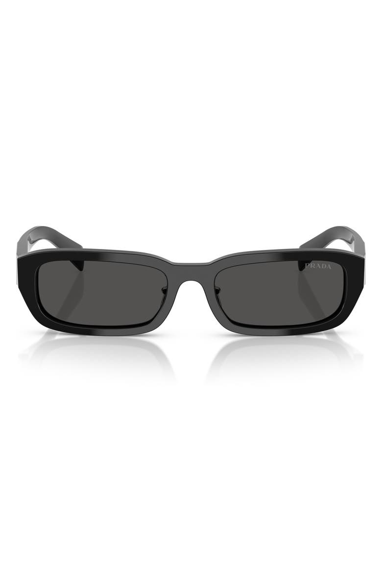 Prada 55mm Rectangular Sunglasses, Main, color, Dark Grey