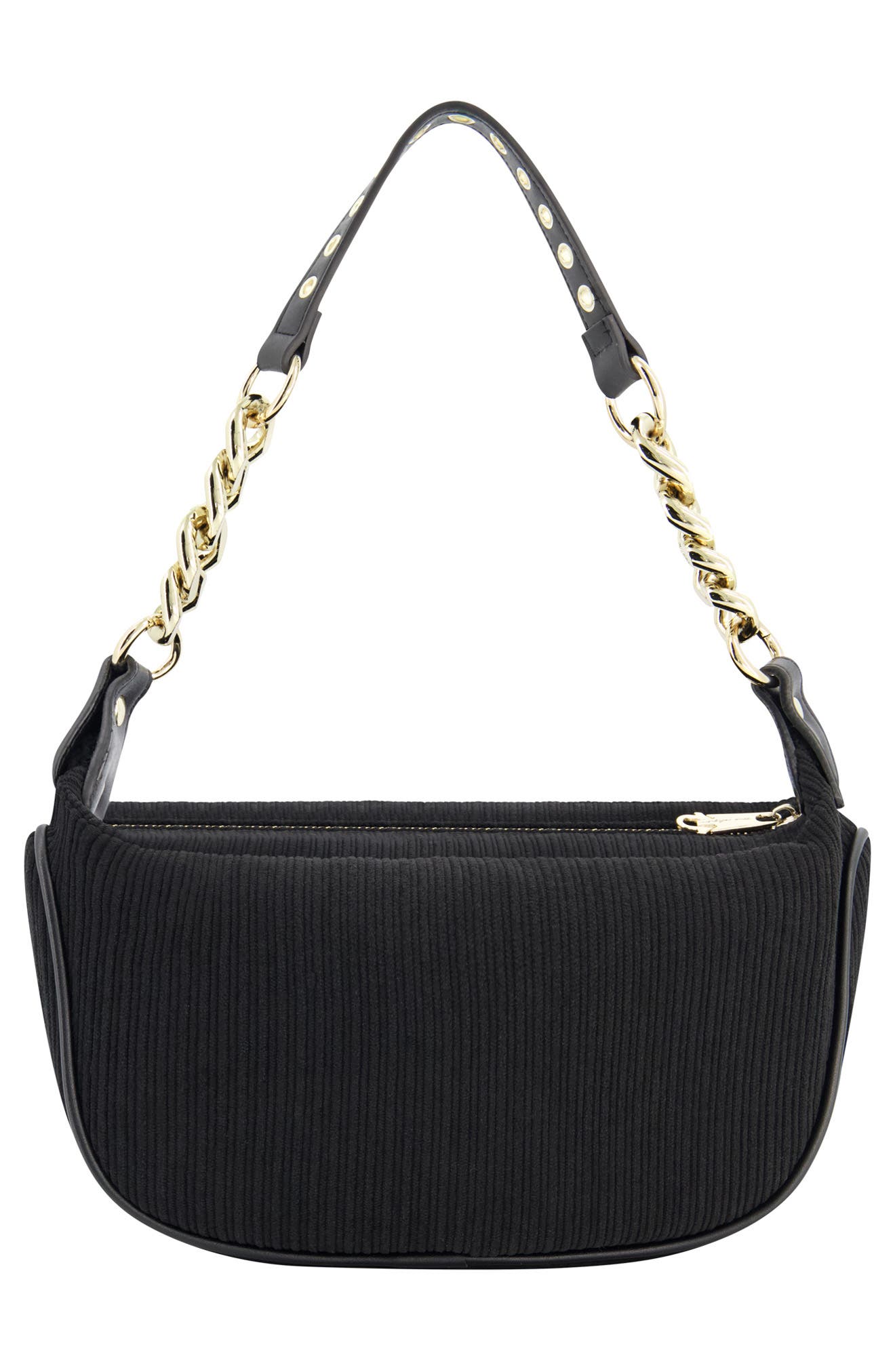 True Religion Brand Jeans Corduroy Chain Shoulder Bag, Alternate, color, Black