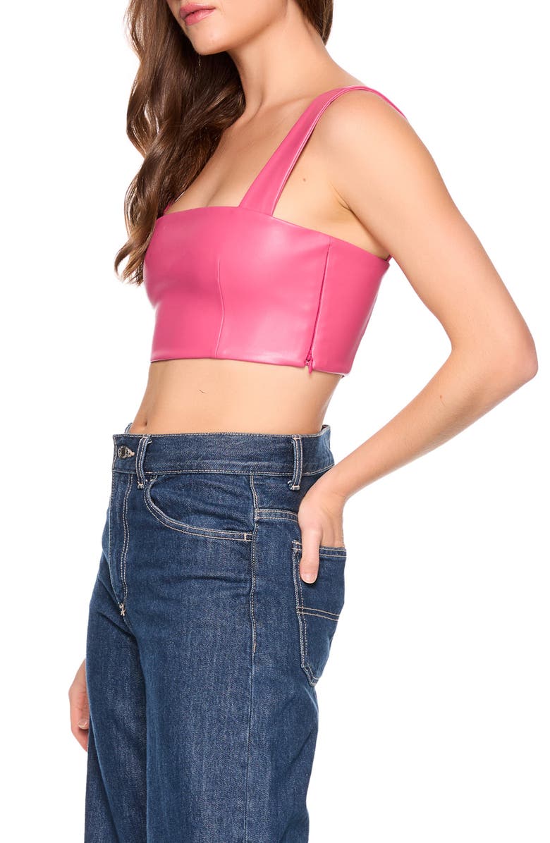 Susana Monaco Faux Leather Crop Tank, Alternate, color, Azalea