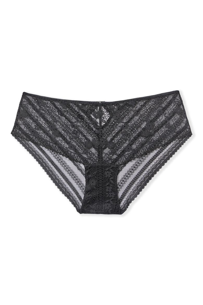 Aura Lace Shorty Panties, Alternate, color, BLACK