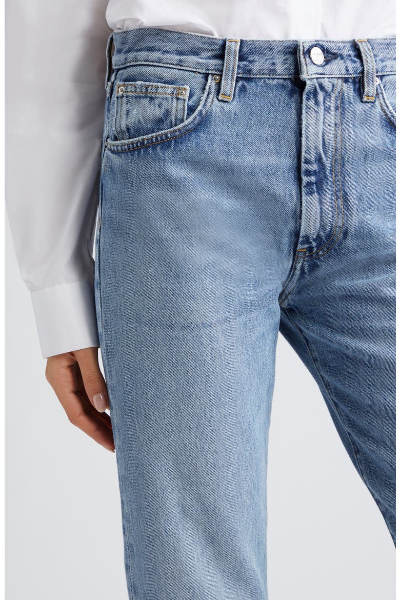 Twisted Seam Organic Cotton Straight Leg Jeans, Alternate, color, WORN BLUE