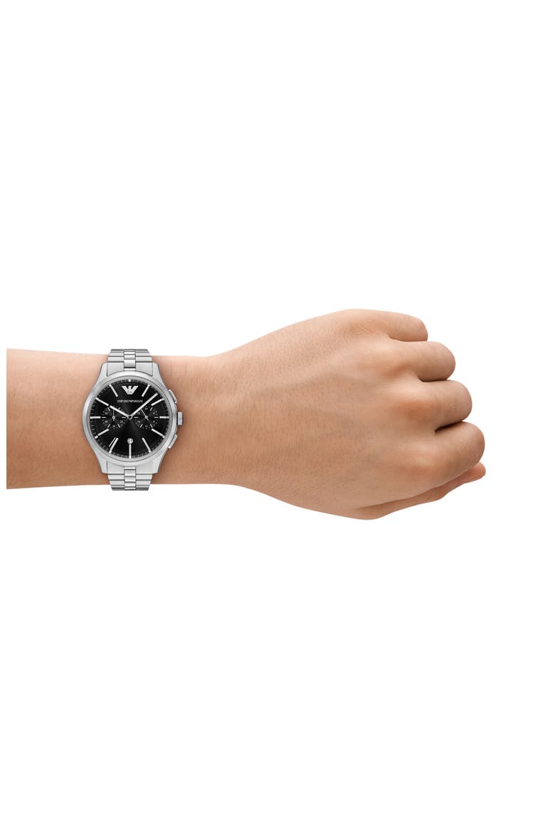 Chronograph Bracelet Watch, 42mm, Alternate, color, SILVER/ BLACK DIAL