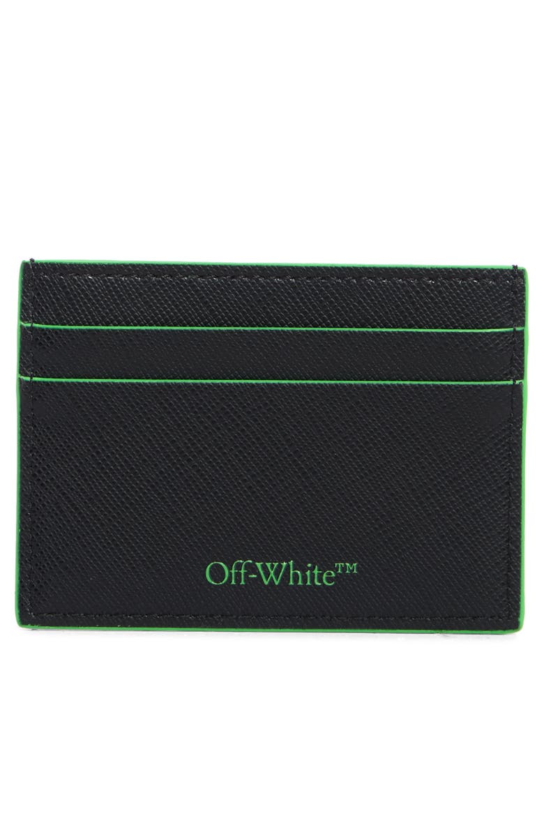 Off-White OW Leather Card Case, Alternate, color, Black And Green
