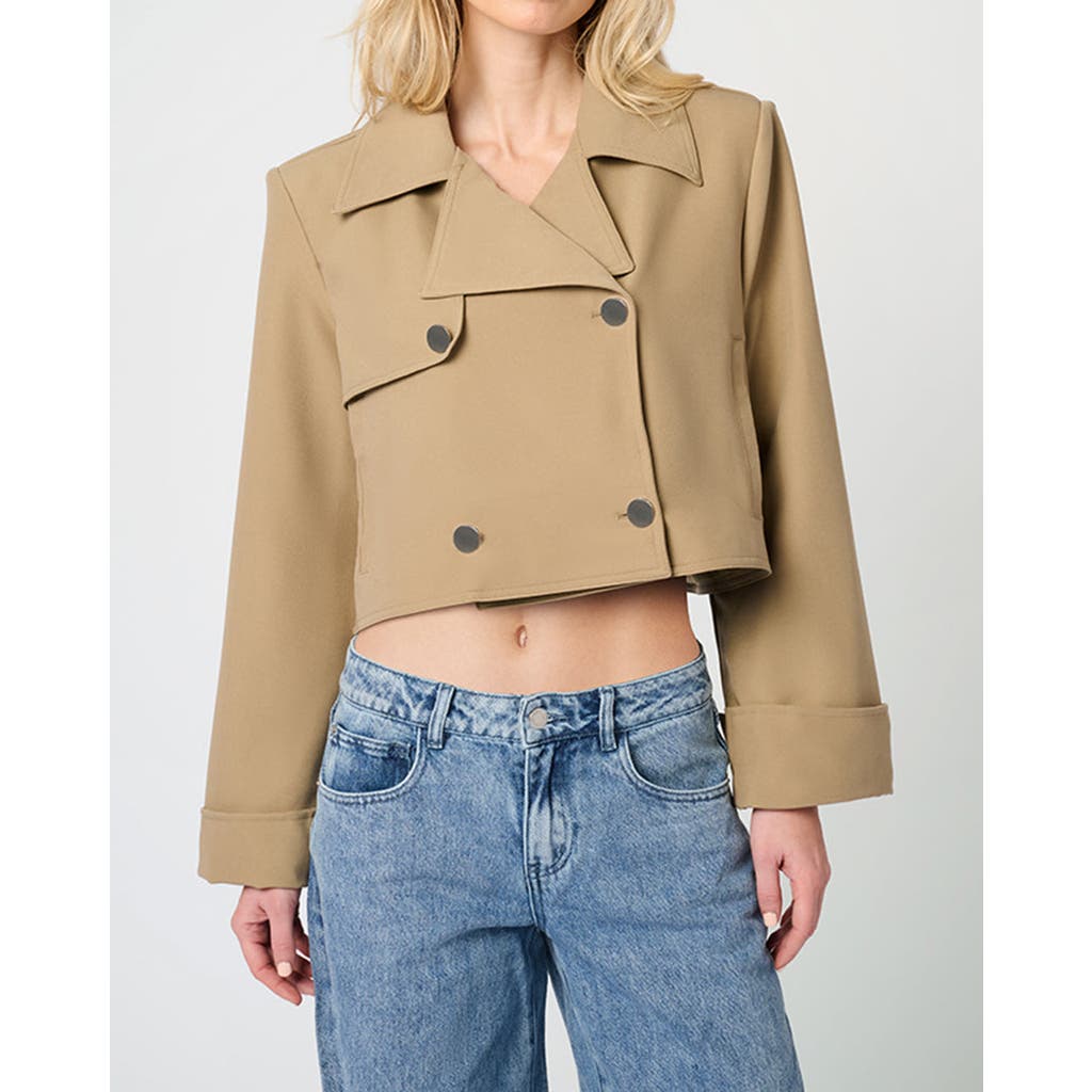 Weworewhat Cropped Trench Coat In Soft Brown