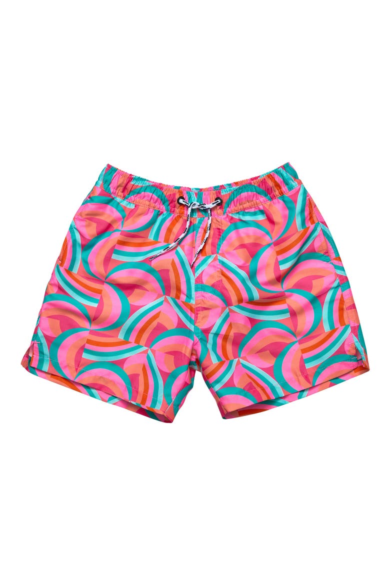 Kids' Geo Melon Swim Trunks, Main, color, RED