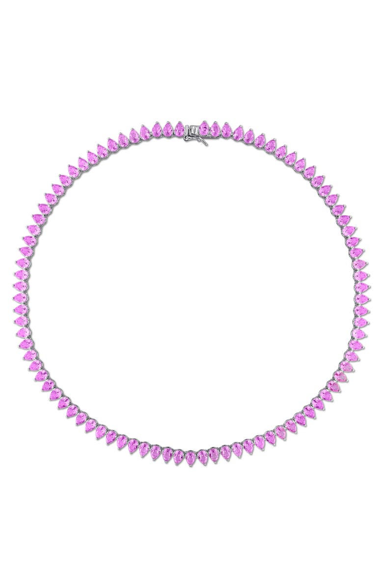 Julianna B. Lab-Created Pink Sapphire Tennis Necklace, Alternate, color, Pink Sapphire