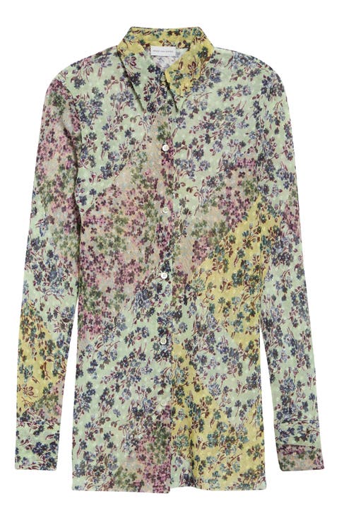 Calima Floral Sheer Button Shirt