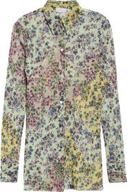 Dries Van Noten Calima Floral Sheer Button Shirt