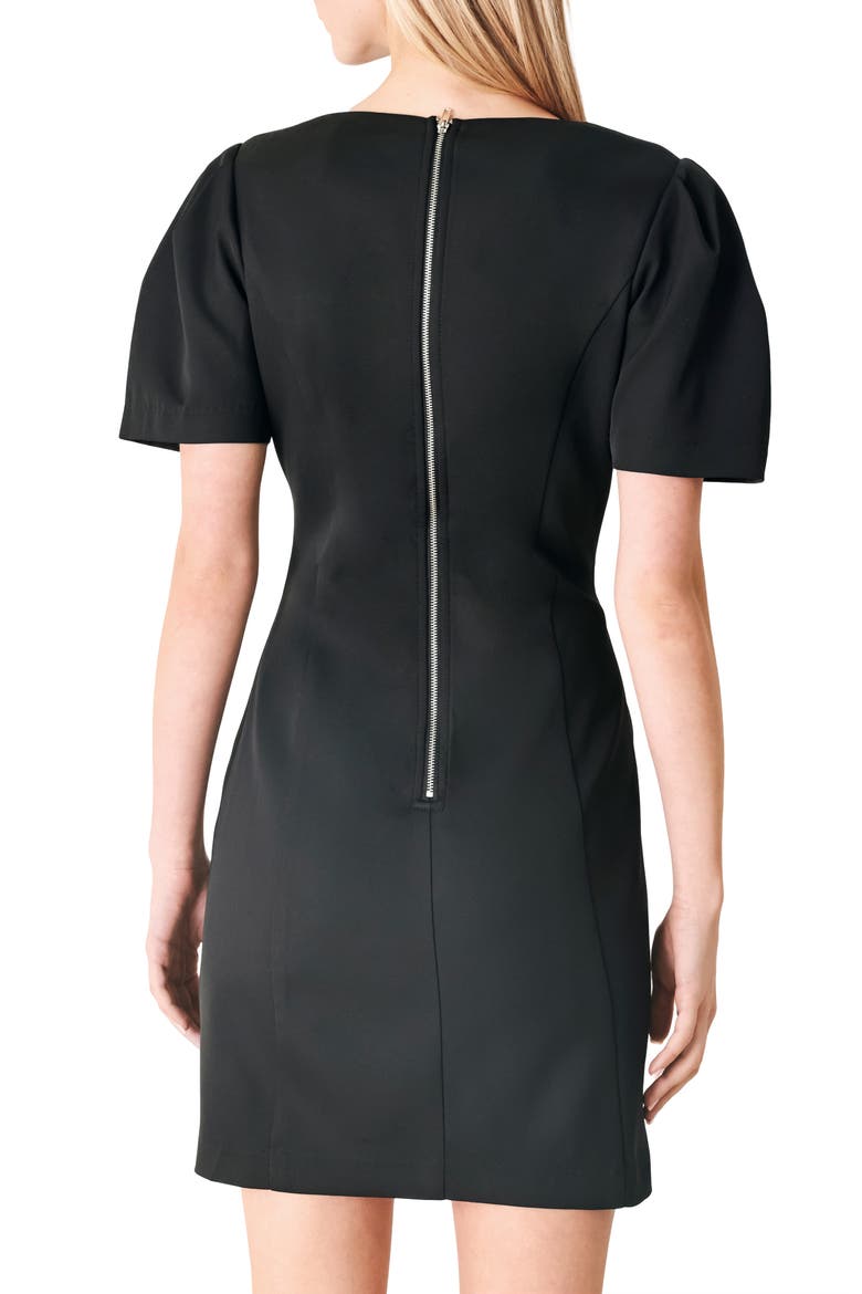 Puff Sleeve Minidress, Alternate, color, BLACK