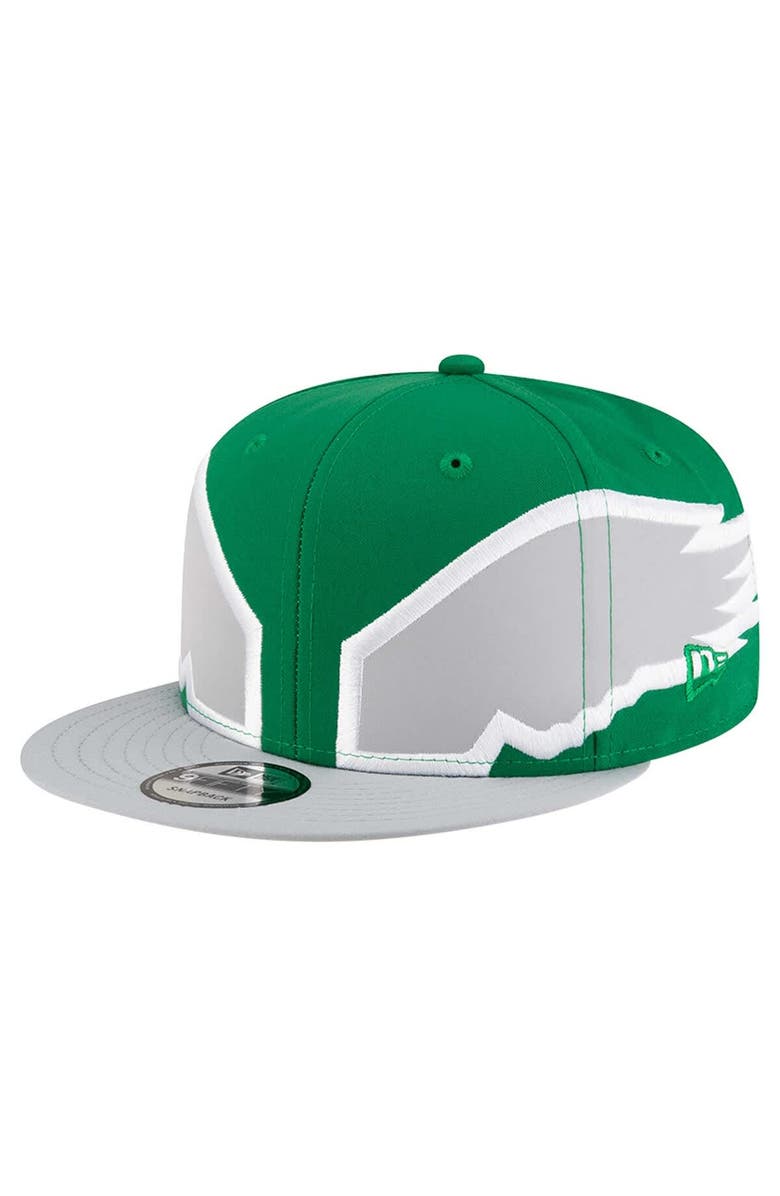 New Era Men's New Era Kelly Green Philadelphia Eagles Throwback Helmet 9FIFTY Snapback Hat, Main, color, Kelly Green