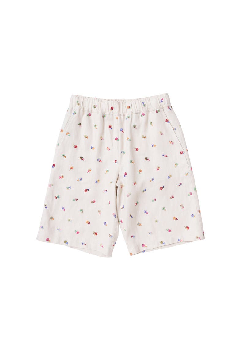 Floral Embroidered Easy Shorts, Main, color, Cream