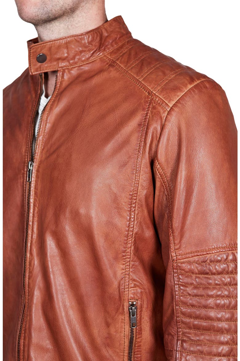 Lamb Leather Moto Jacket, Alternate, color, COGNAC