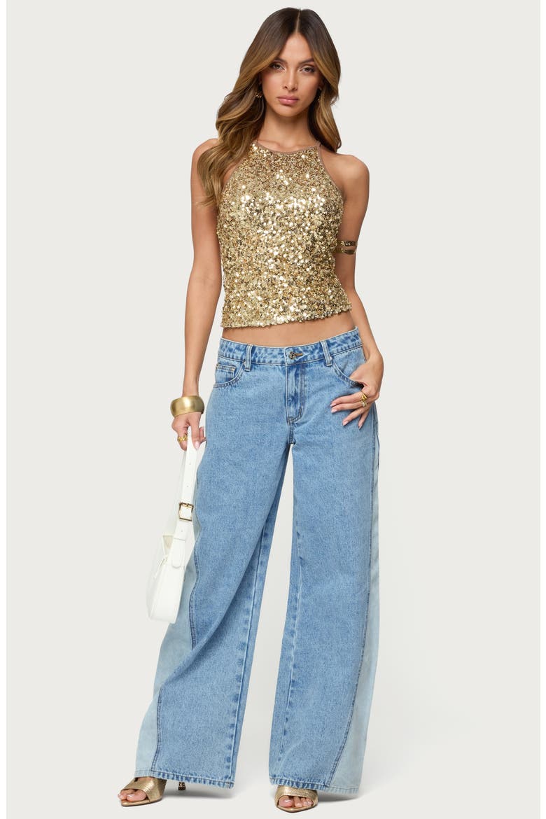 Pasha Sequin Camisole, Alternate, color, GOLD