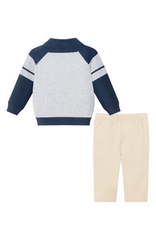 Andy & Evan Long Sleeve Button-up Shirt, Shawl Collar Cardigan & Pants In Blue