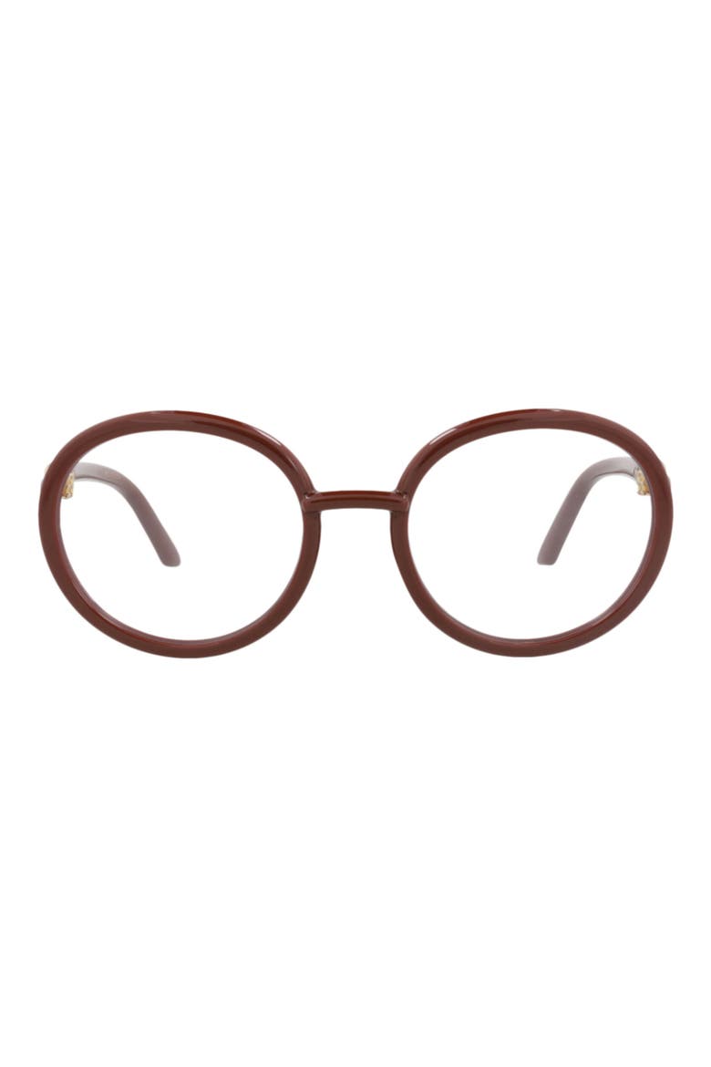 Round Optical Glasses, Main, color, BROWN BROWN TRANSPARENT