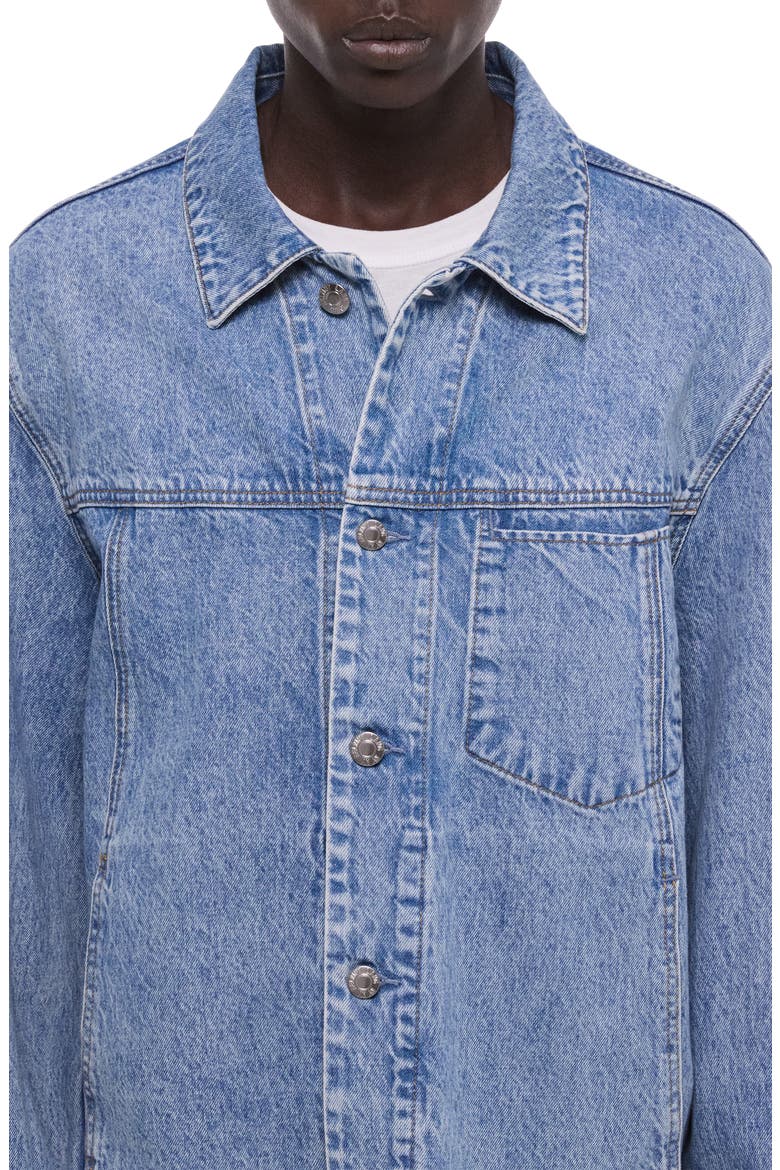 Brooklyn Raw Hem Denim Trucker Jacket, Alternate, color, VINTAGE BLUE WASH