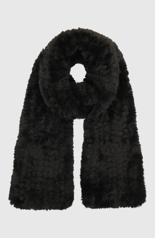 Lyla Grant Fur-free Rex Rabbit (faux Fur) Knit Scarf In Black