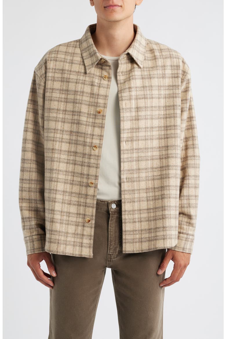 Plaid Wool Blend Overshirt, Main, color, BEIGE MULTI