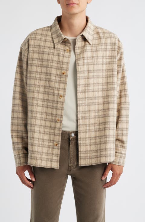 Plaid Wool Blend Overshirt
