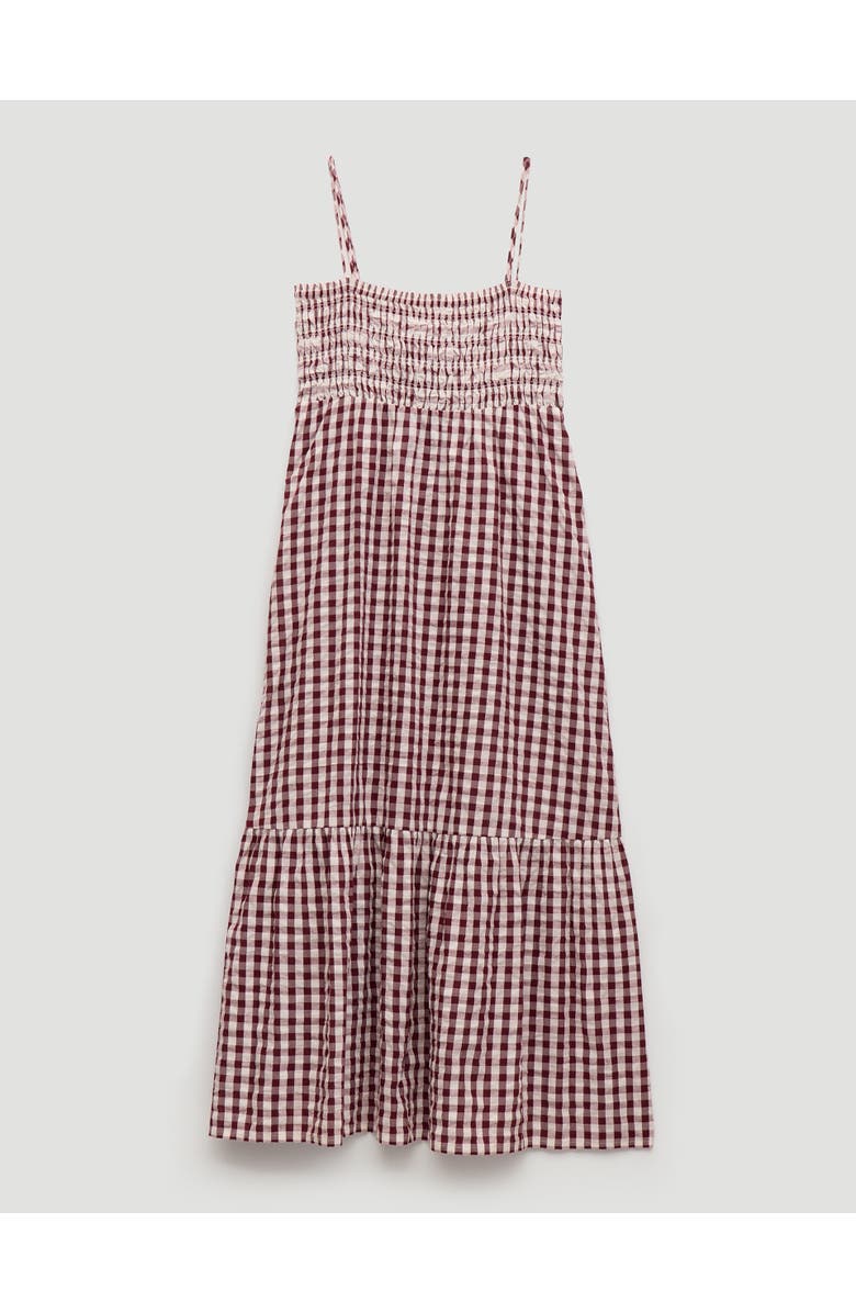 Hush Leni Shirred Gingham Beach Dress, Alternate, color, Maroon Red & White