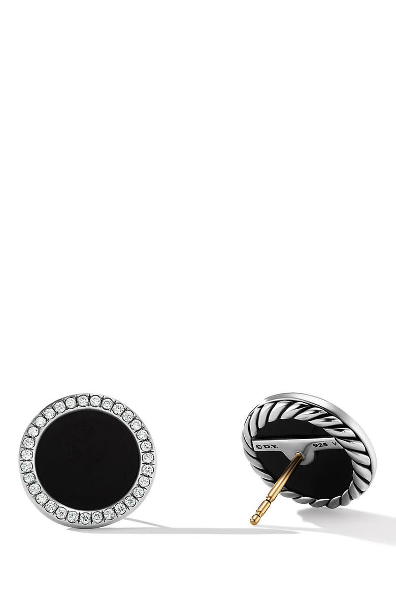 David Yurman DY Elements<sup>®</sup> Button Earrings with Black Onyx and Pavé Diamonds, Alternate, color, 